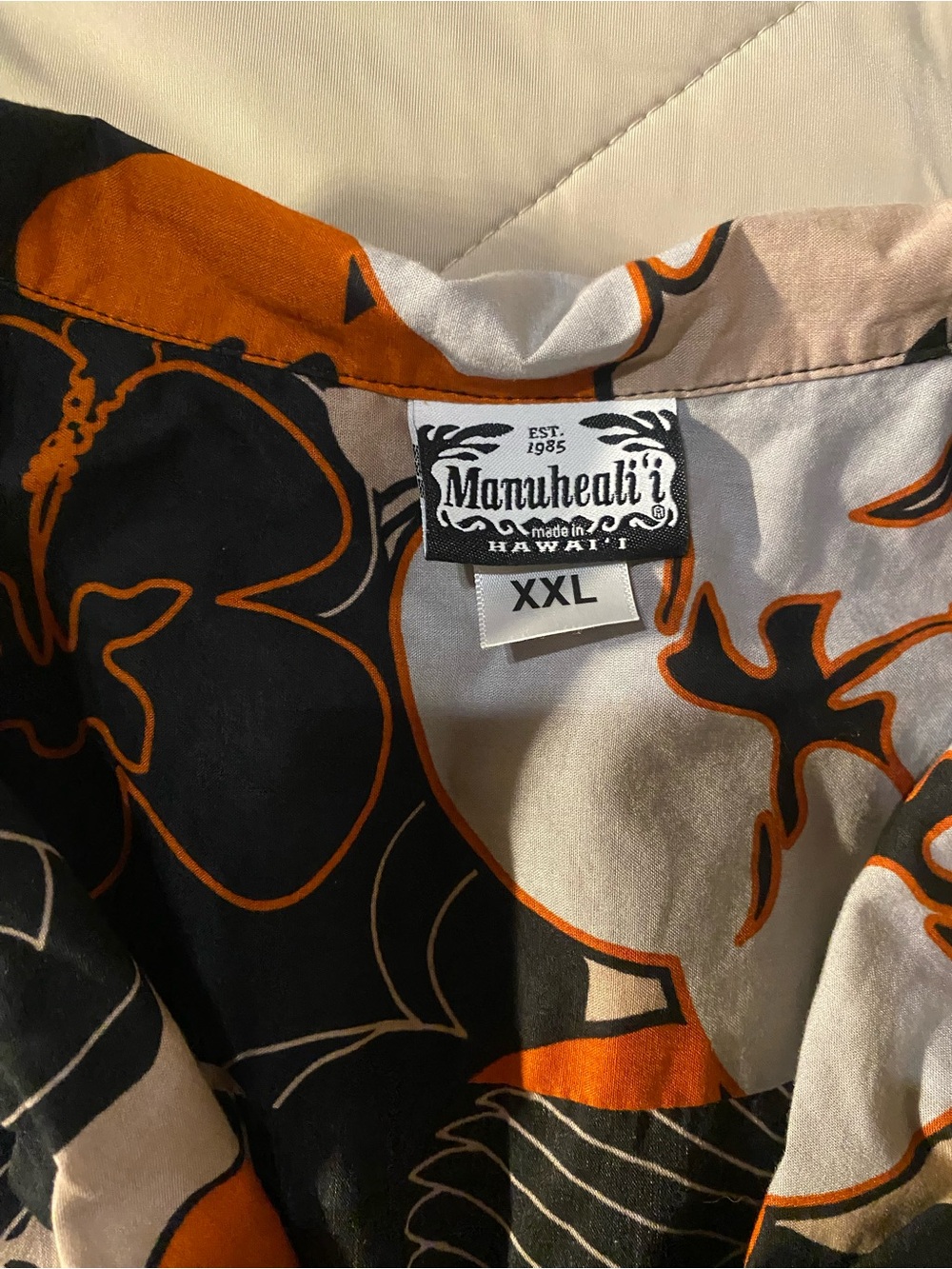 Manuhealii Women's Button-Down Shirt in Black, Orange, Cream